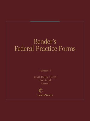 cover image of Bender's Federal Practice Forms